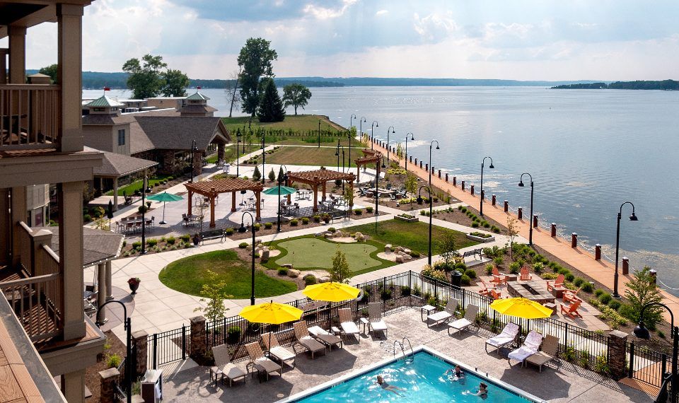 Hotel pool and beach area